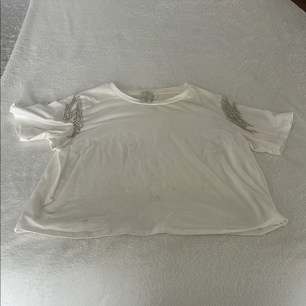 White Embellished Women's Top